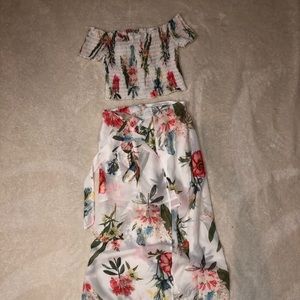 Matching Floral Skirt and Crop Top Set